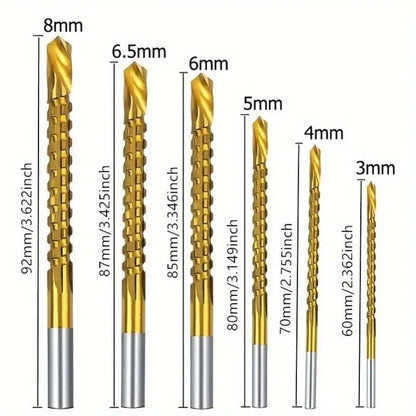 Titanium gecoate HSS boorset 6 stuks