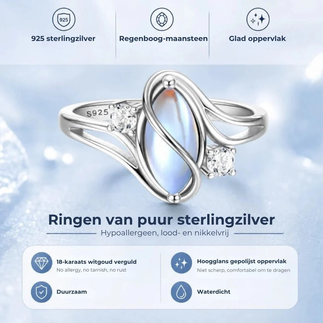 Maansteenring met mystiek ontwerp