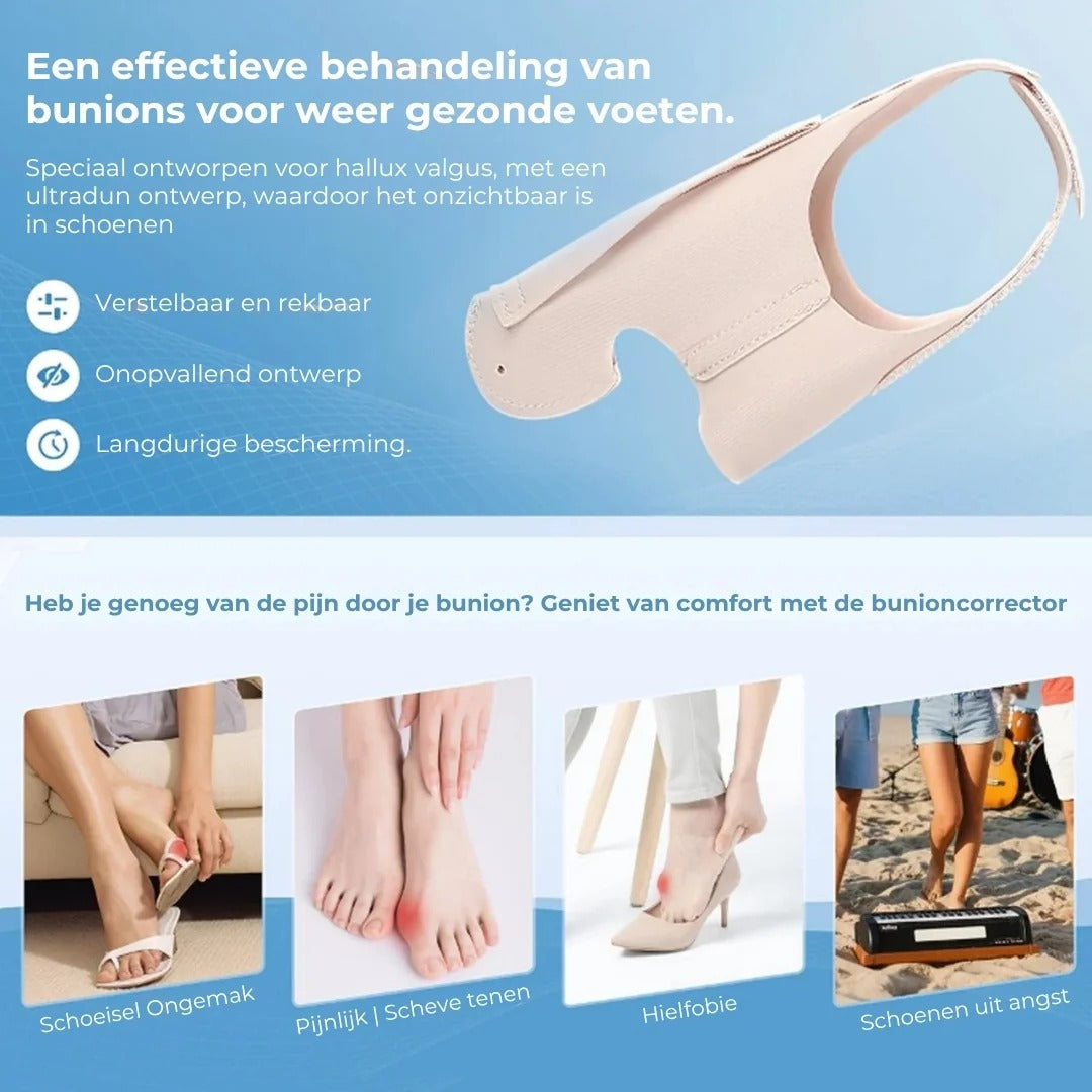 Verstelbare hallux valgus corrector voor grote teen