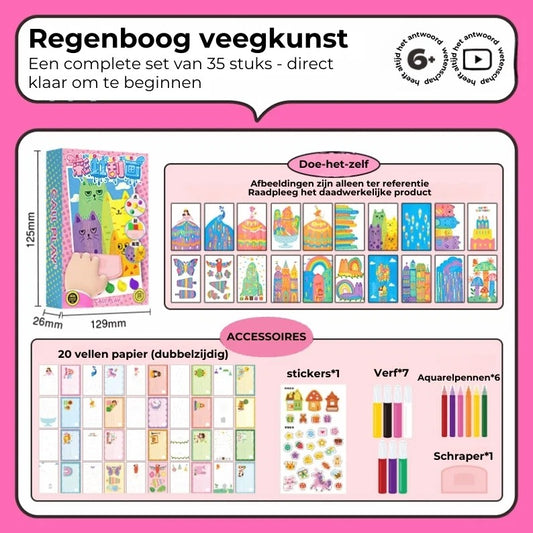 DIY regenboog krasplaten set van 35