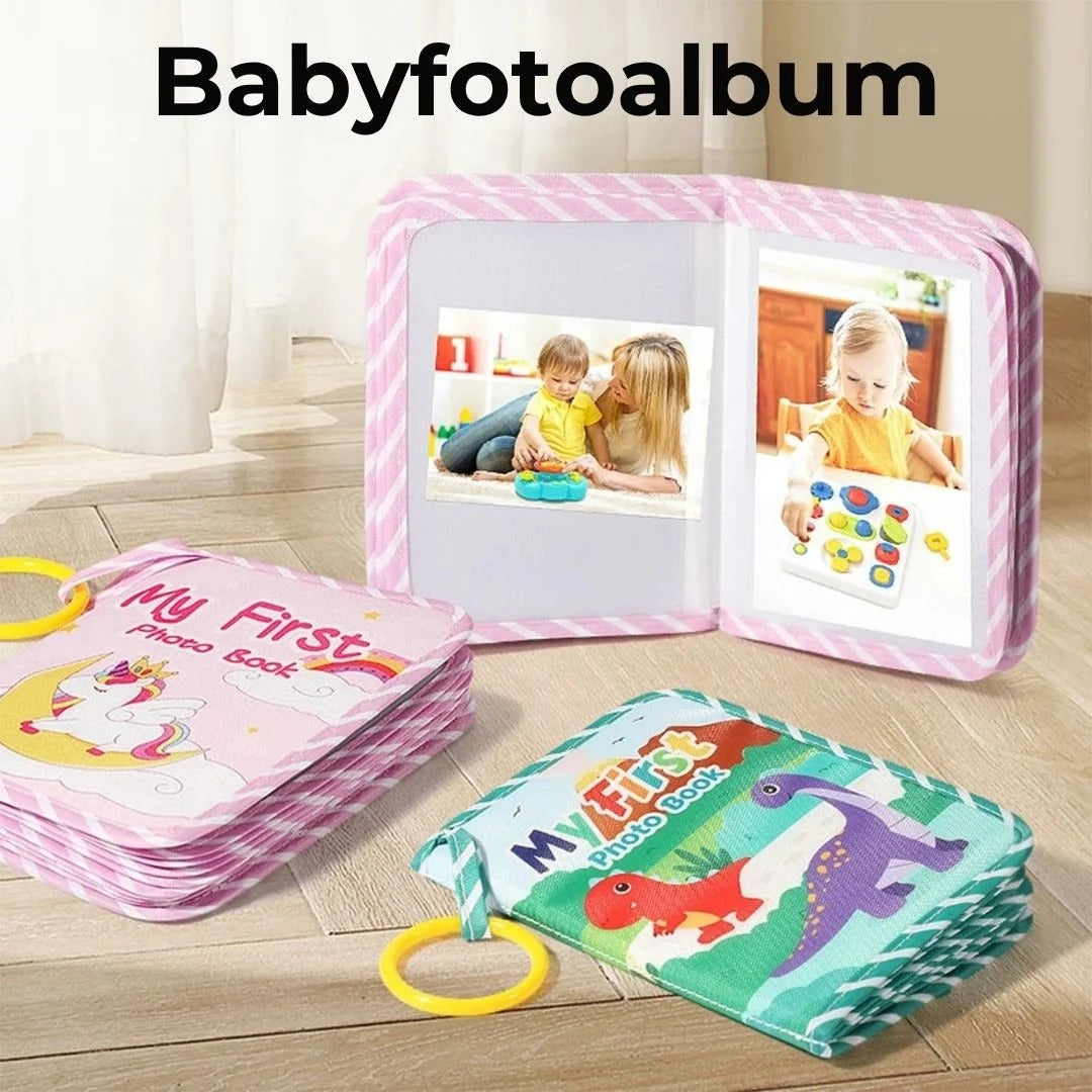 Zacht babyboek met spiegel en bijtring