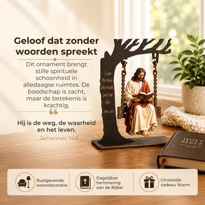Christelijk Jezus schommelornament van hout