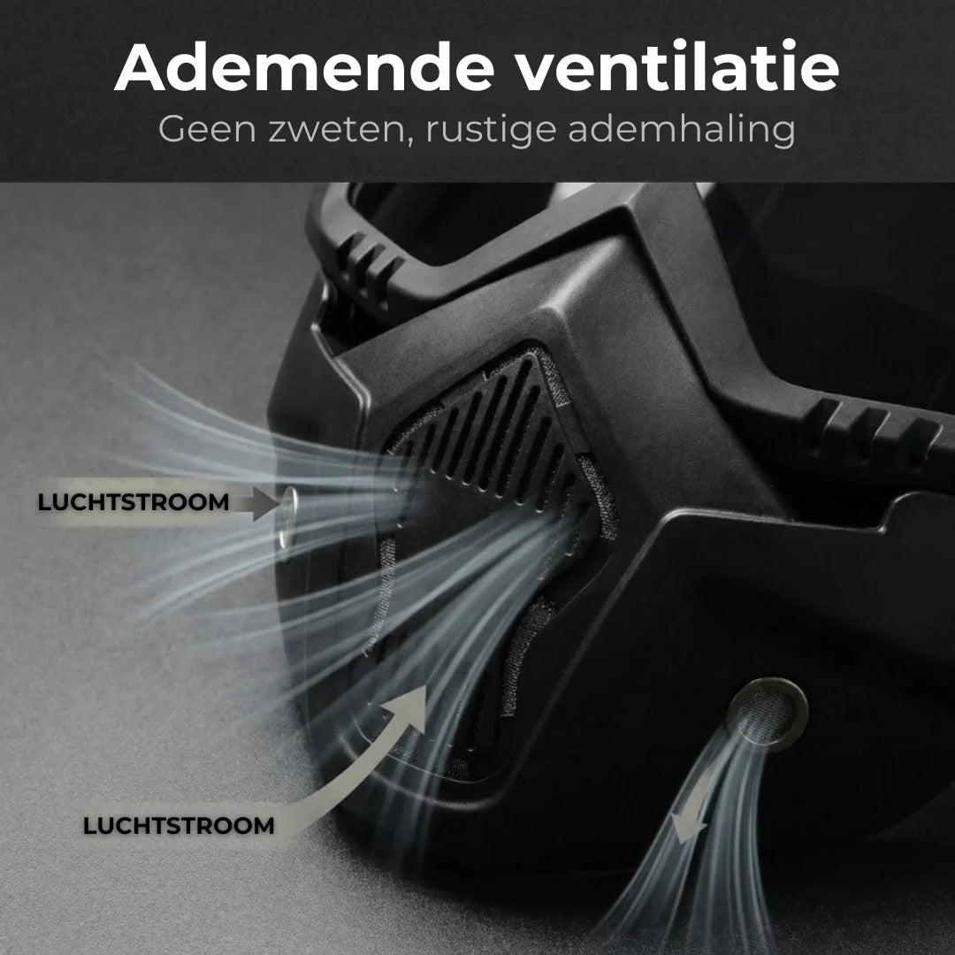 Volgelaatsmasker met krasbestendige sportbril