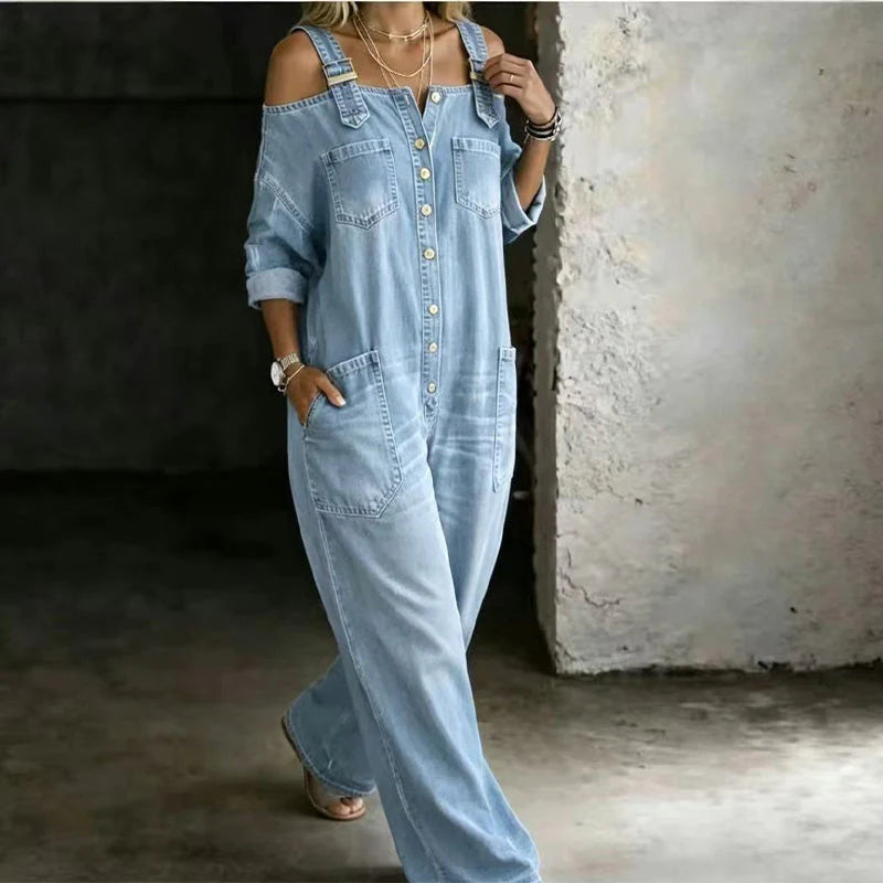 Jumpsuit met Wijde Pijpen en Steekzakken