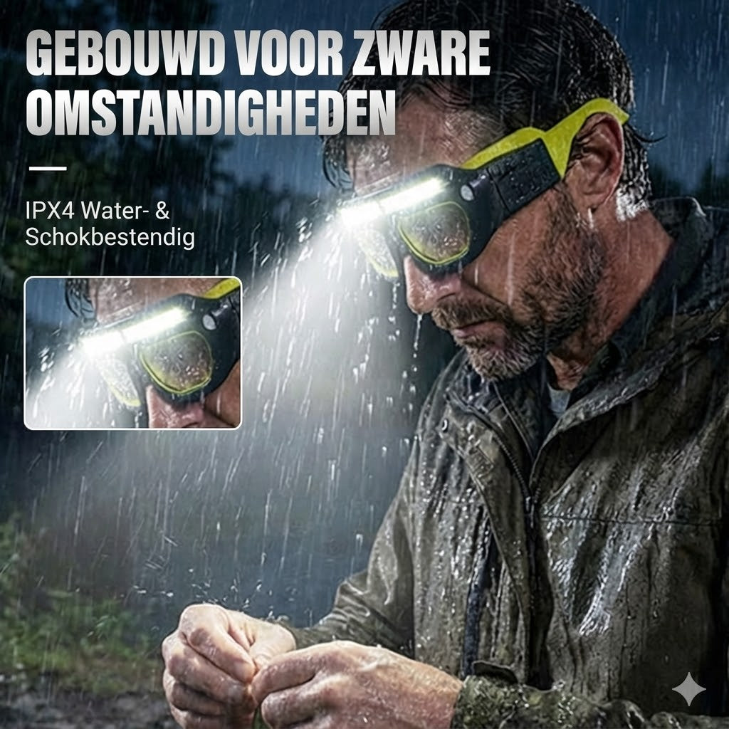 Krachtige LED Hoofdlamp: Waterdicht & Oplaadbaar (Outdoor & Klussen)